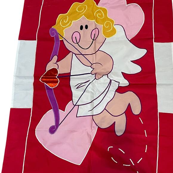 Vintage Valentines Day Cupid Heart Arrow Love Outdoor Garden Flag 28"W x 44"L - Picture 7 of 12